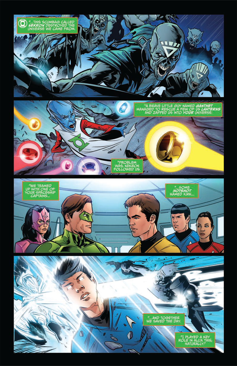 Illustration for article titled The Green Lanterns are Stuck in Star Trek's Kelvin Timeline in the Next Star Trek/Green Lantern Crossover